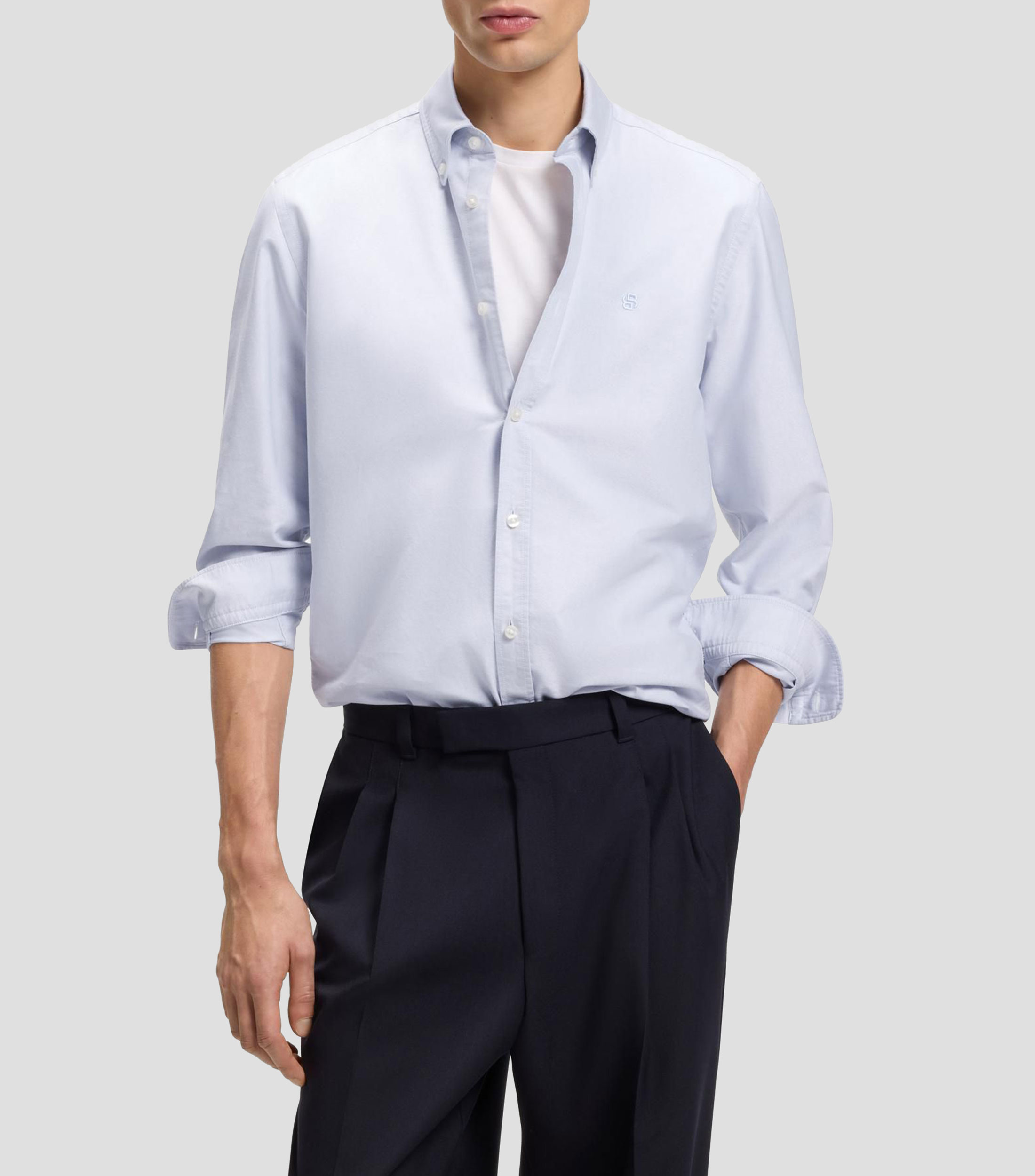Camisa regular fit en algodón Oxford Hombre